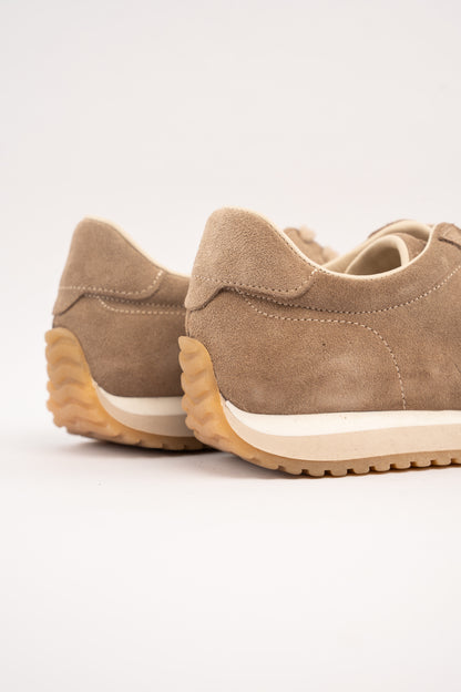 BEIGE MILLED NAPPA SUEDE SNEAKER