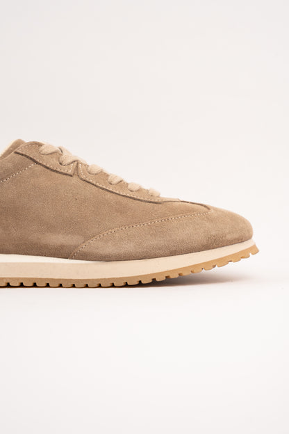 BEIGE MILLED NAPPA SUEDE SNEAKER