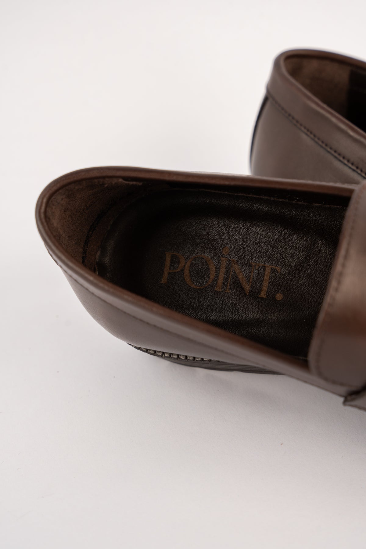 POINT BROWN LEATHER PENNY LOAFER