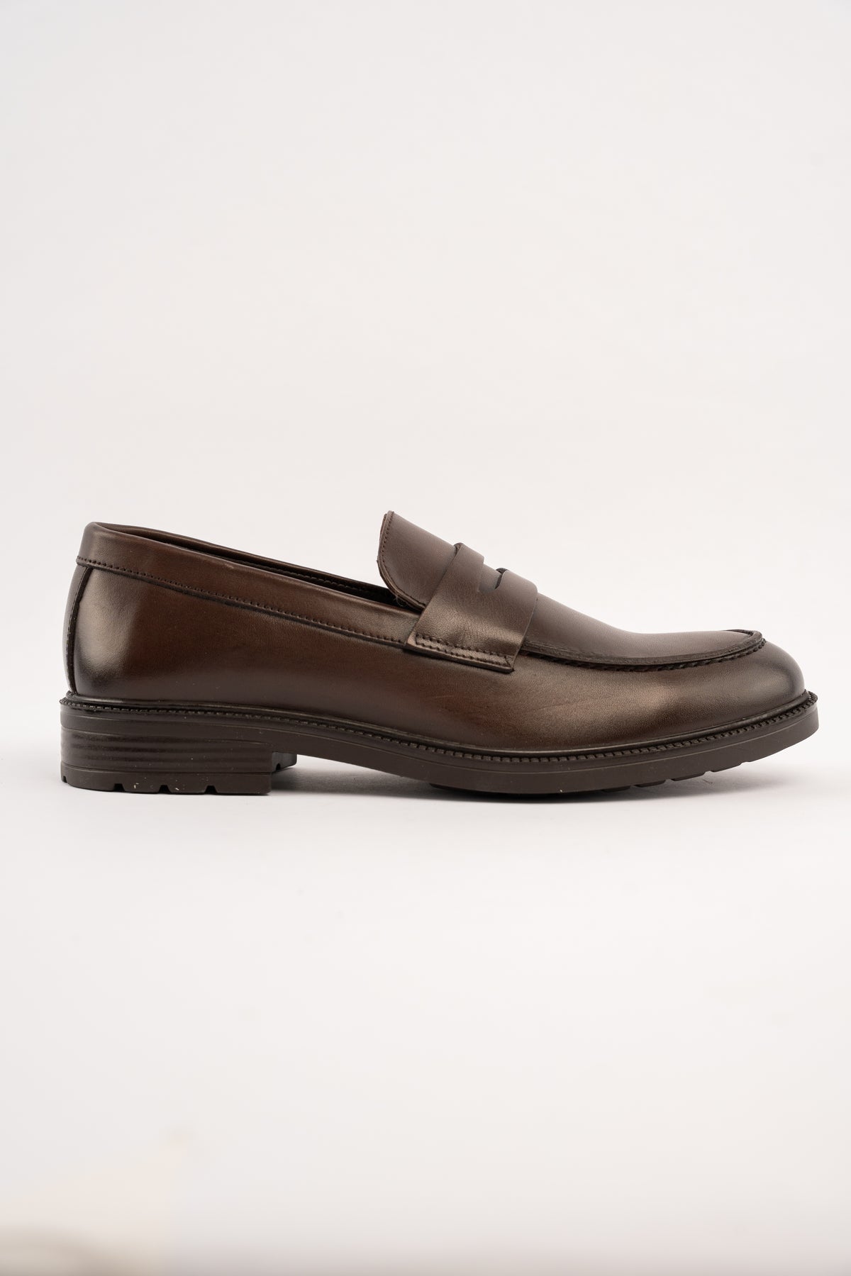 POINT BROWN LEATHER PENNY LOAFER
