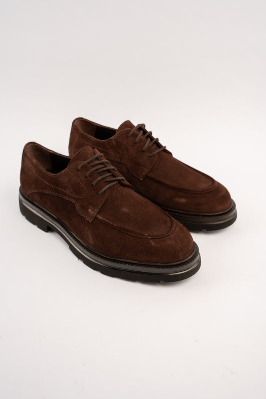 BROWN SUEDE HALF BROGUE
