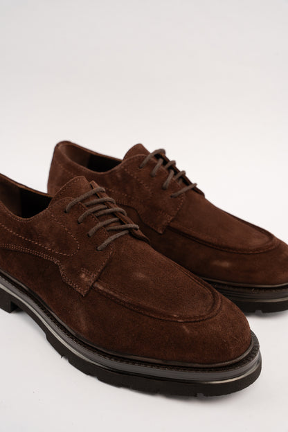 BROWN SUEDE HALF BROGUE