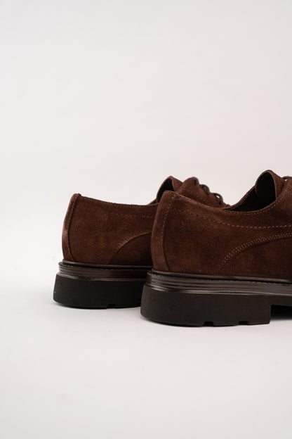 BROWN SUEDE HALF BROGUE