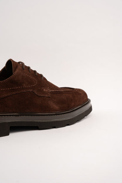 BROWN SUEDE HALF BROGUE