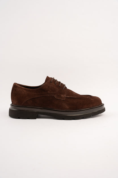 BROWN SUEDE HALF BROGUE
