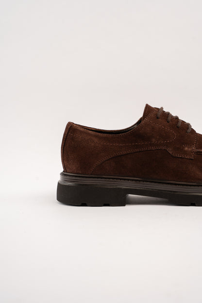 BROWN SUEDE HALF BROGUE