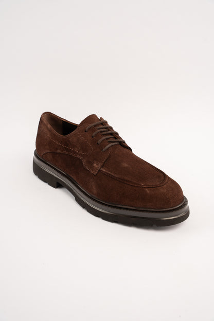 BROWN SUEDE HALF BROGUE