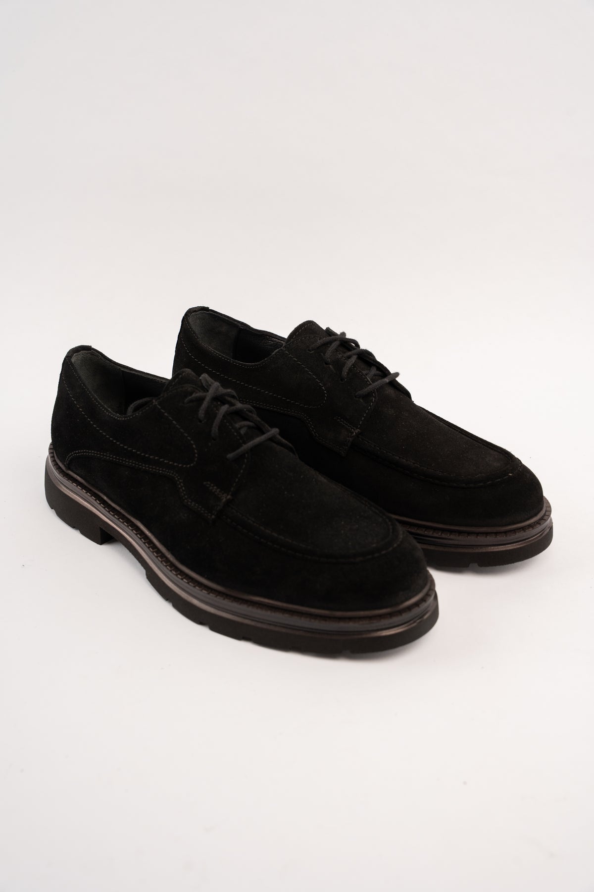 BLACK SUEDE HALF BROGUE