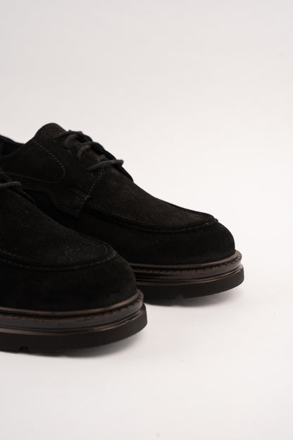 BLACK SUEDE HALF BROGUE