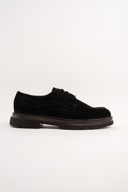 BLACK SUEDE HALF BROGUE