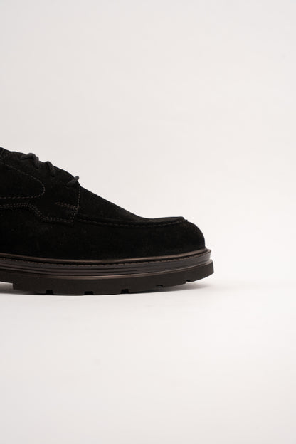 BLACK SUEDE HALF BROGUE