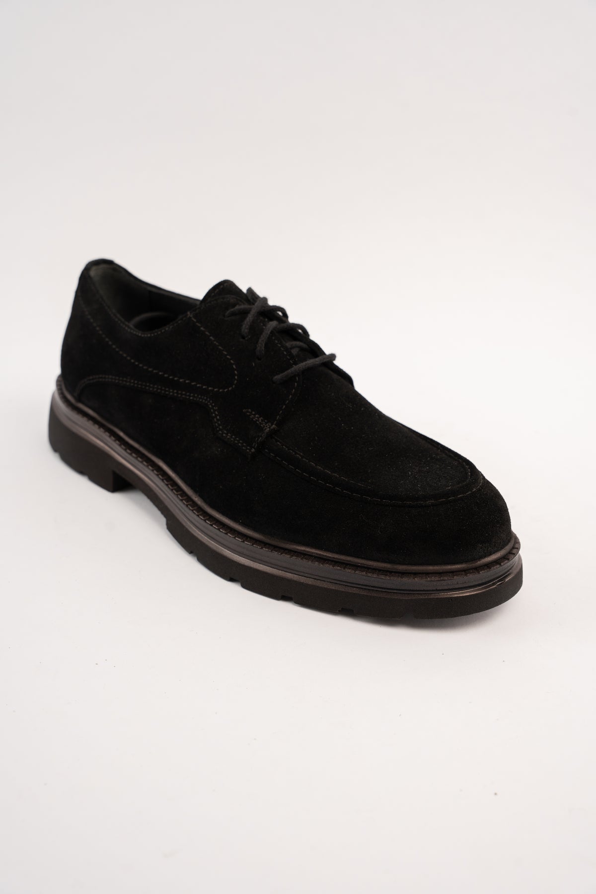 BLACK SUEDE HALF BROGUE