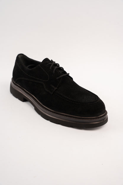 BLACK SUEDE HALF BROGUE