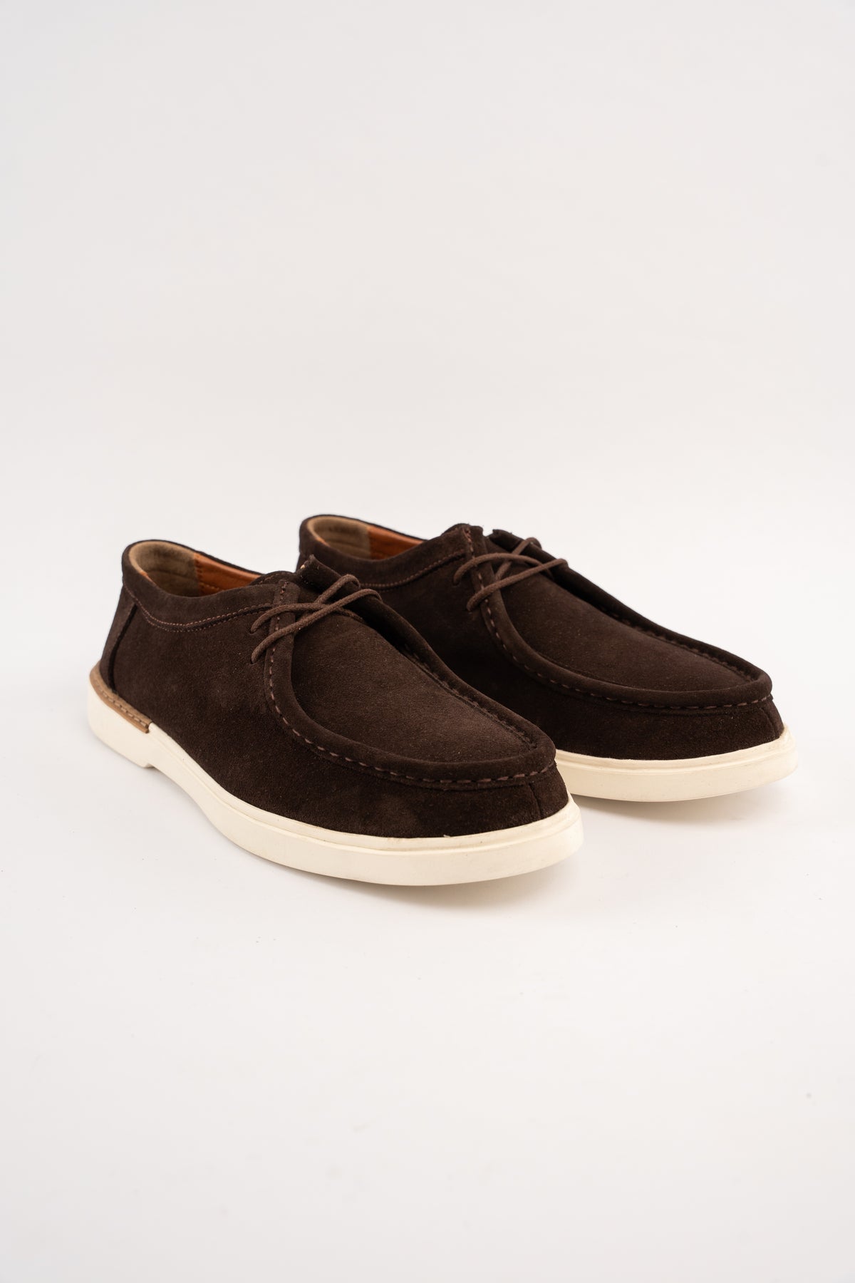 BROWN SUEDE LEATHER MOC TOE SHOE
