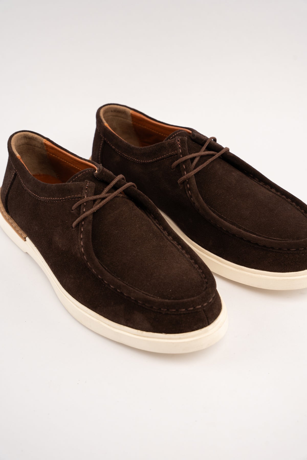 BROWN SUEDE LEATHER MOC TOE SHOE