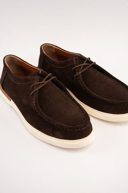 BROWN SUEDE LEATHER MOC TOE SHOE