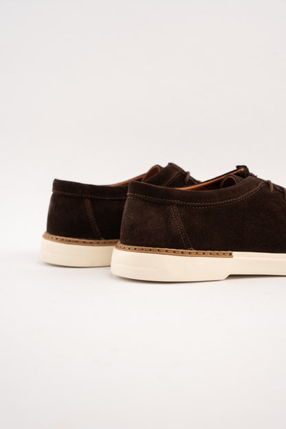 BROWN SUEDE LEATHER MOC TOE SHOE