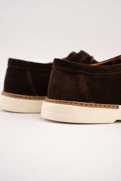 BROWN SUEDE LEATHER MOC TOE SHOE