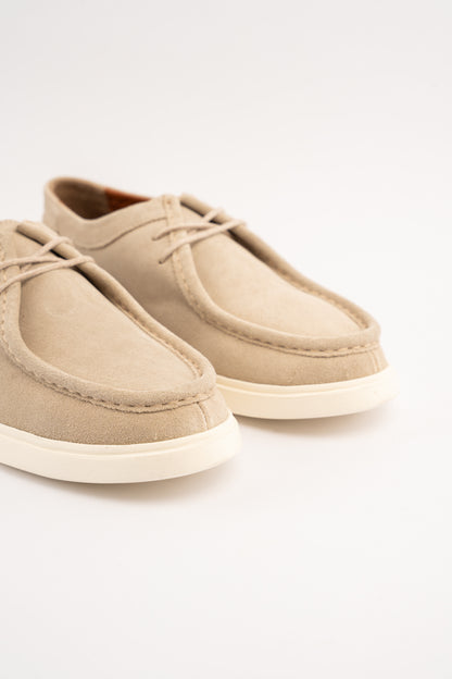 BEIGE SUEDE LEATHER MOC TOE SHOE