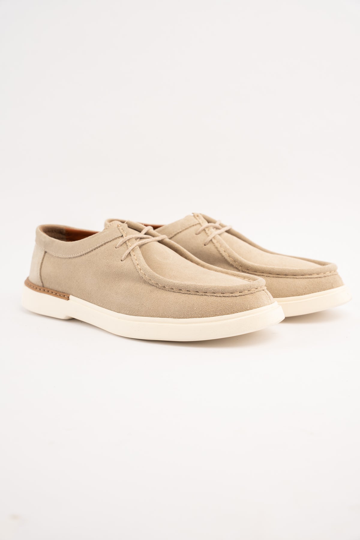 BEIGE SUEDE LEATHER MOC TOE SHOE
