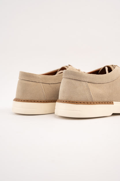 BEIGE SUEDE LEATHER MOC TOE SHOE