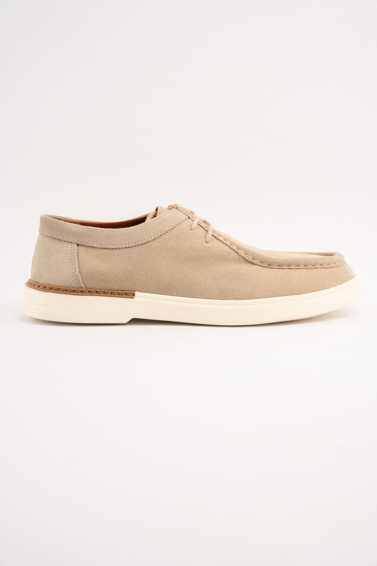 BEIGE SUEDE LEATHER MOC TOE SHOE