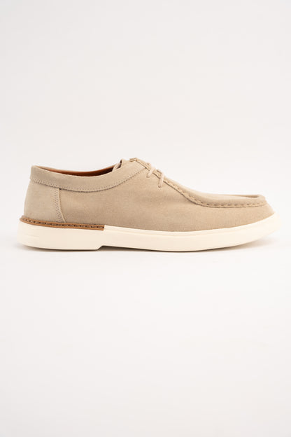 BEIGE SUEDE LEATHER MOC TOE SHOE