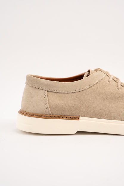 BEIGE SUEDE LEATHER MOC TOE SHOE