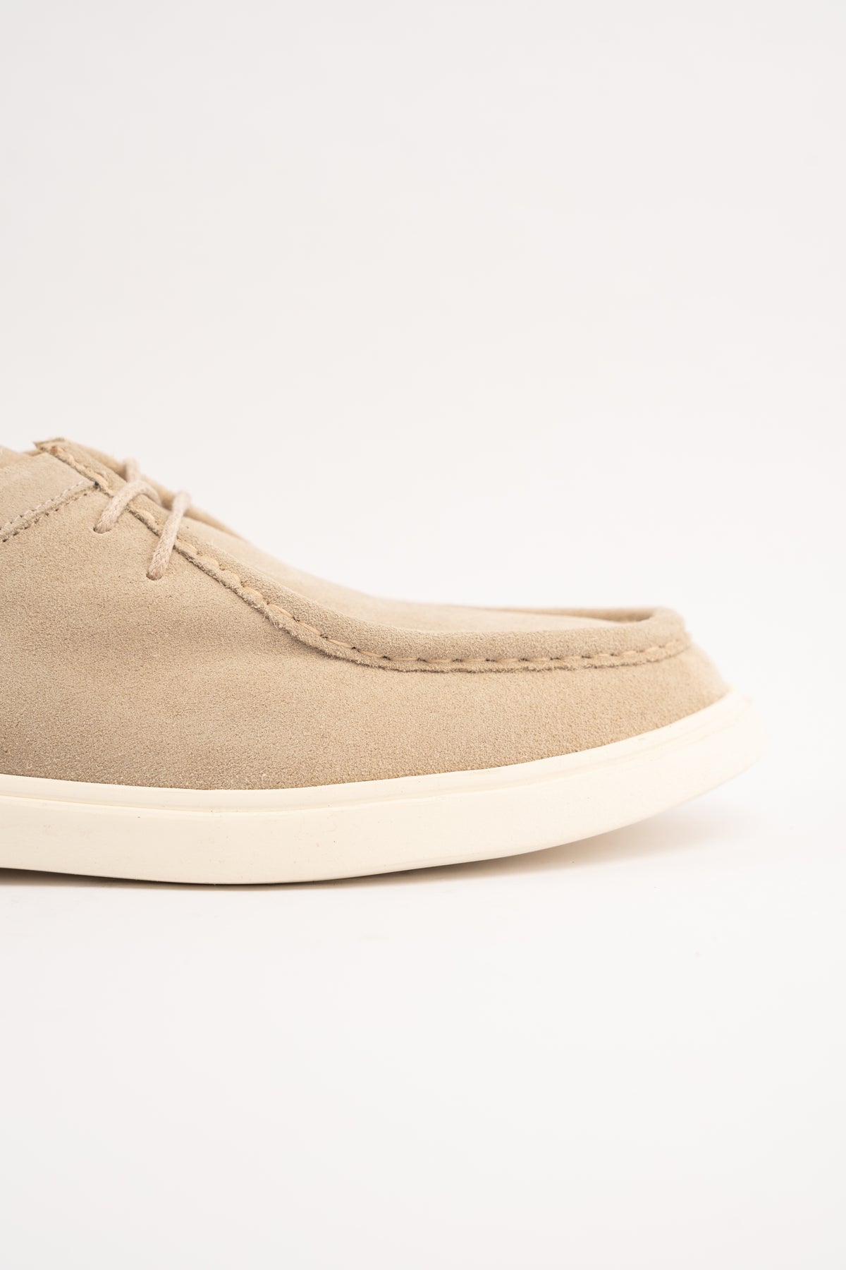 BEIGE SUEDE LEATHER MOC TOE SHOE