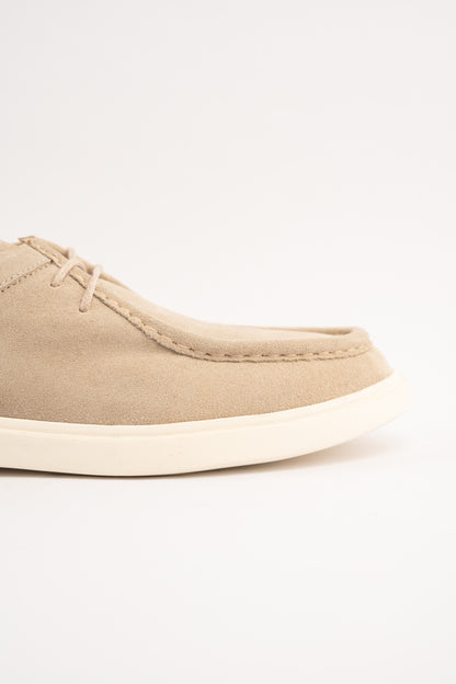 BEIGE SUEDE LEATHER MOC TOE SHOE
