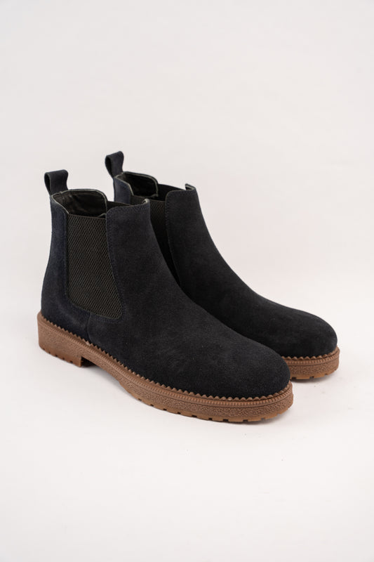 NAVY TIMELESS SUEDE BOOTS