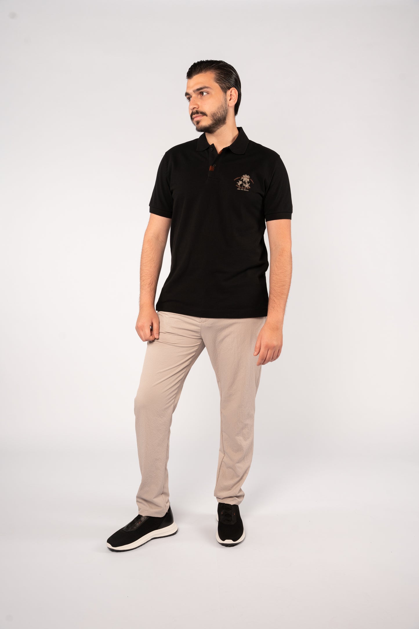 BLACK MINIMAL PALM POLO