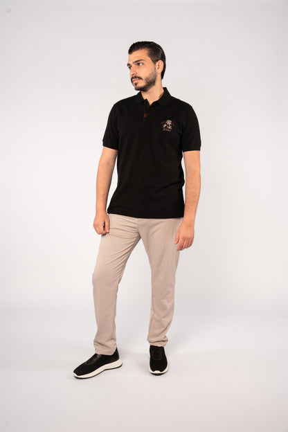 BLACK MINIMAL PALM POLO