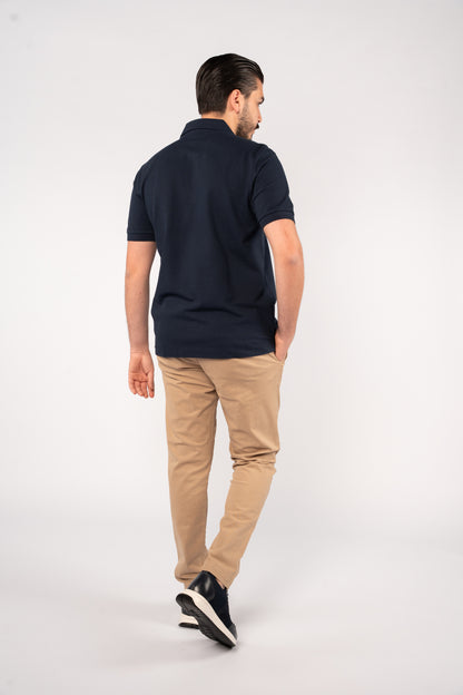 NAVY MINIMAL PALM POLO