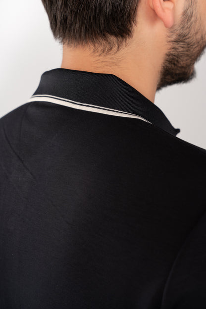 NAVY CLIP BUTTON POLO