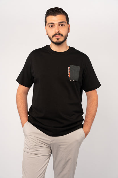 BLACK DISCOVER THICK RELAXED TSHIRT