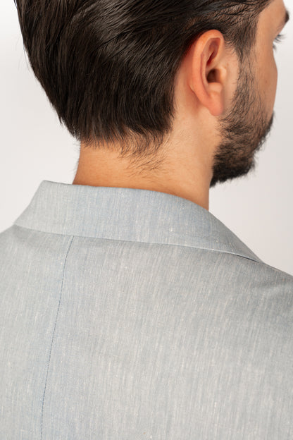 BLUE SEMI LINEN BLAZER