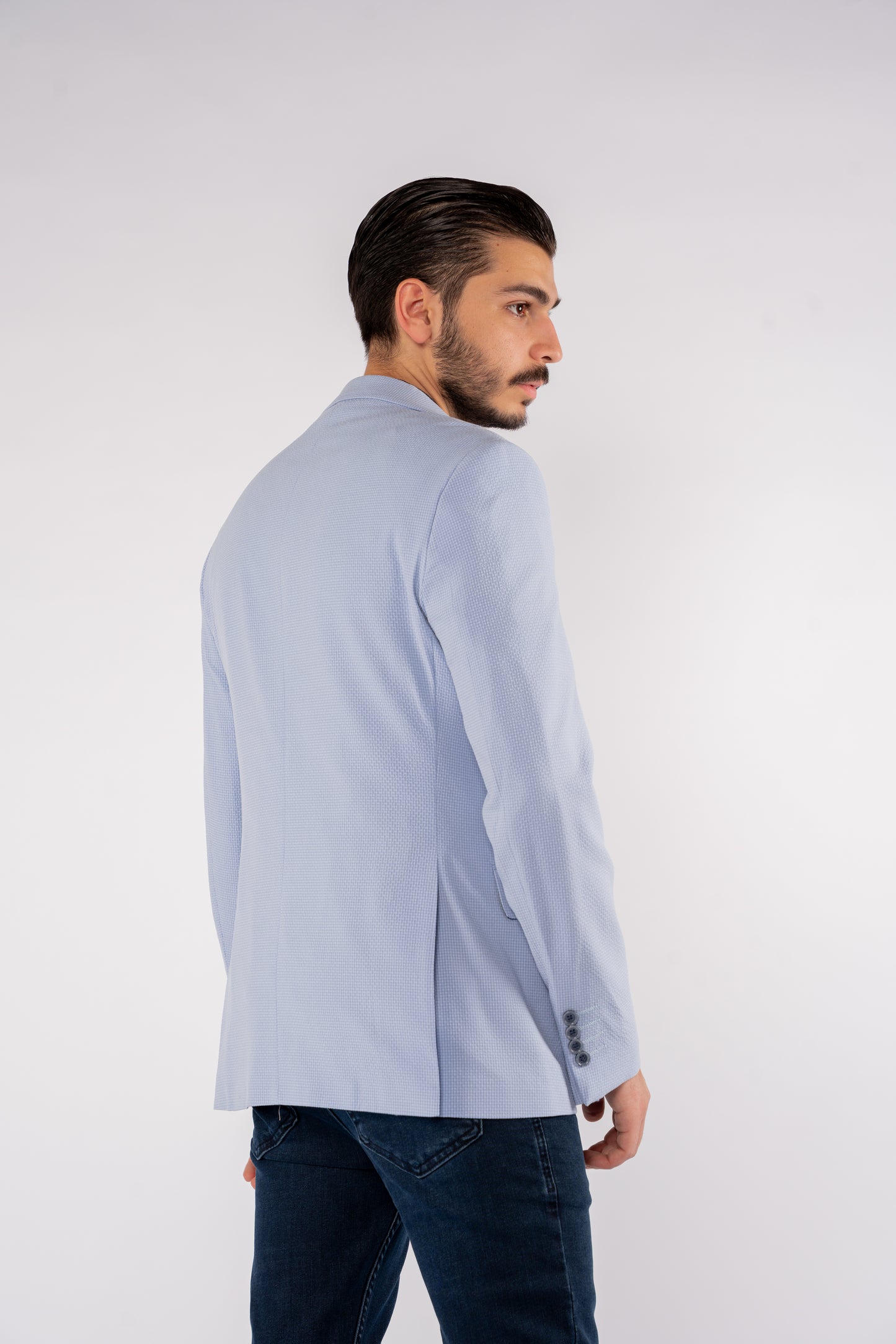 BLUE MINIMAL TEXTURE BLAZER