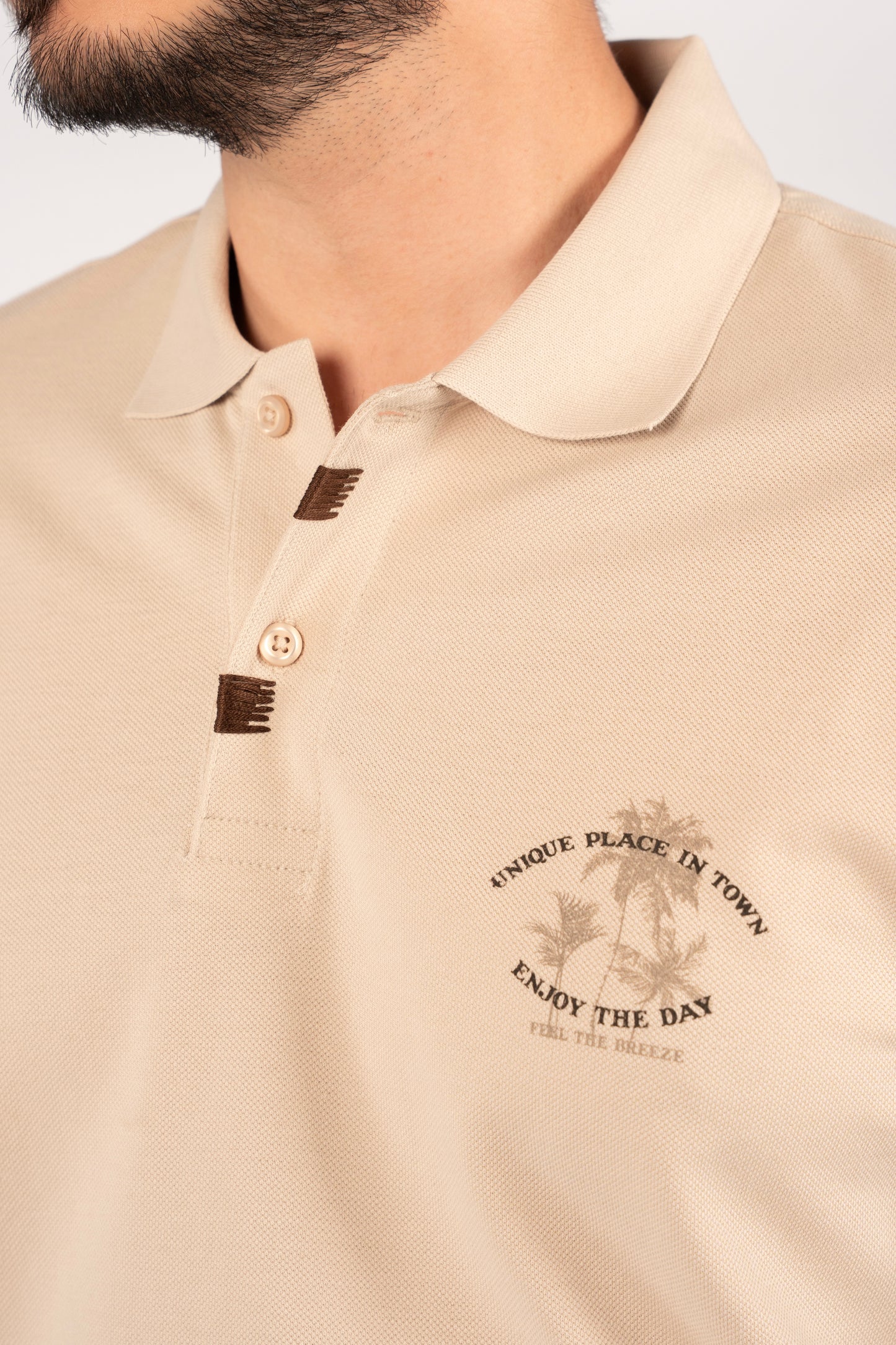 BEIGE MINIMAL PALM POLO
