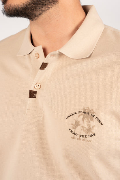 BEIGE MINIMAL PALM POLO