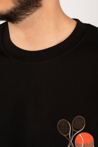BLACK TENNIS THICK TSHIRT