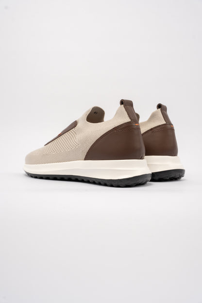 BEIGE BROWN CASUAL ELASTIC SNEAKER