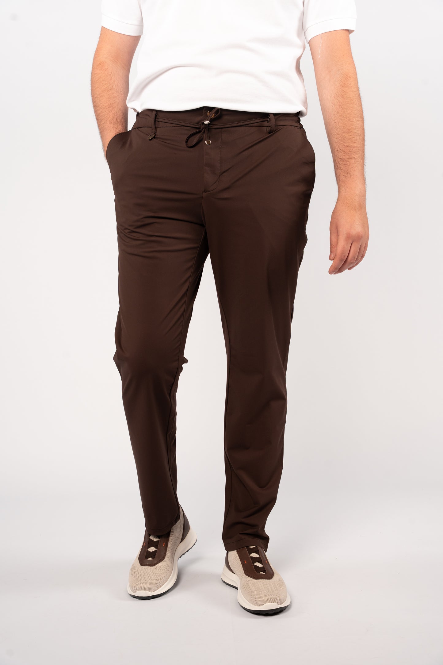 BROWN SEMI CASUAL SPANDEX PANT