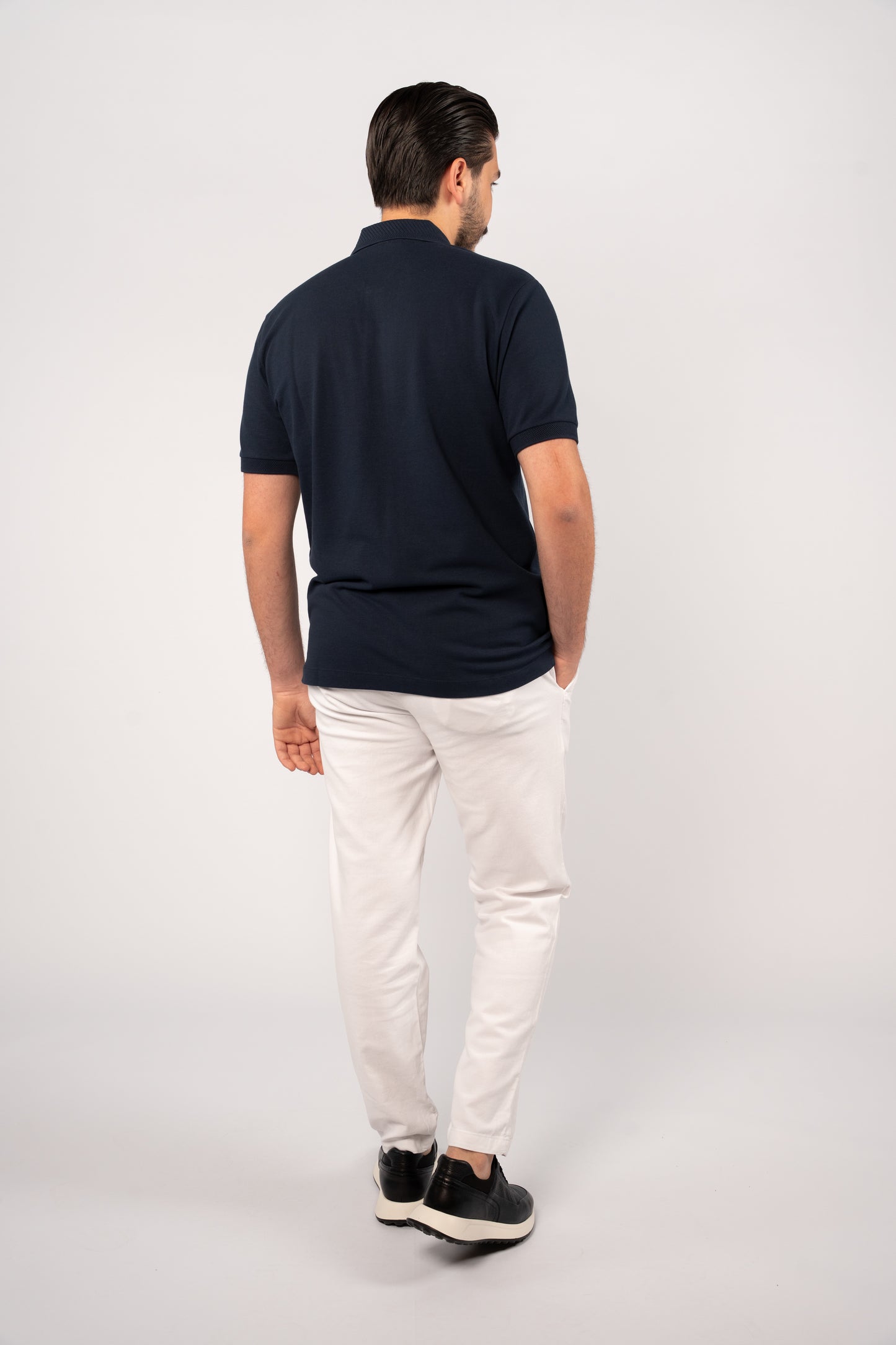 NAVY CASUAL BUTTON POLO