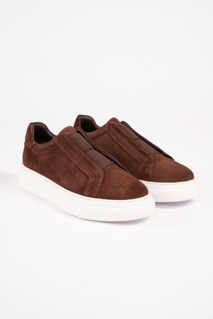 BROWN SUEDE HIGHSOLE ELASTIC SNEAKER