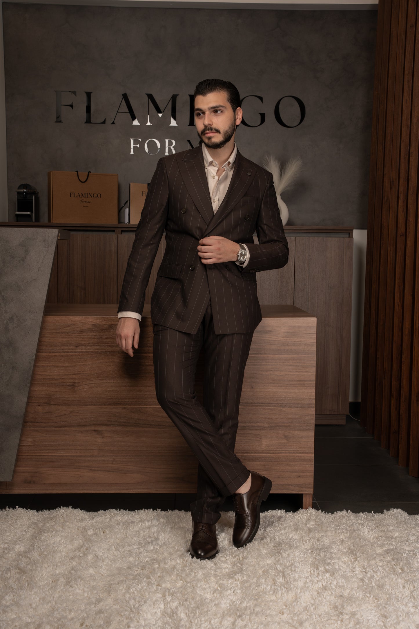 BROWN LINED DOBETTI SUIT
