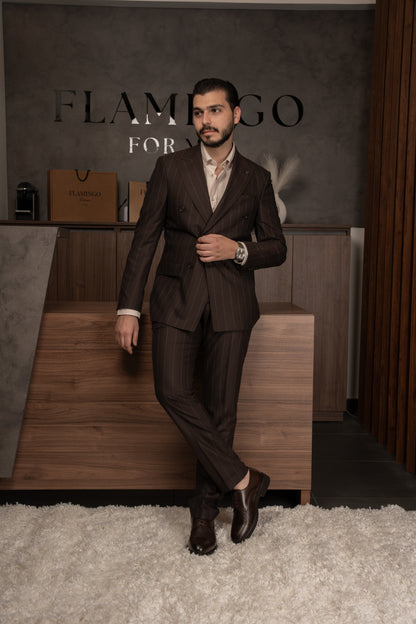 BROWN LINED DOBETTI SUIT