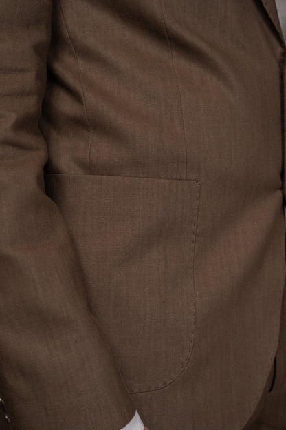 BROWN CASUAL LINEN SUIT