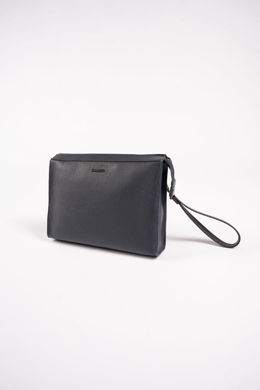 NAVY LEVANT SEAL LEATHER CLUTCH BAG