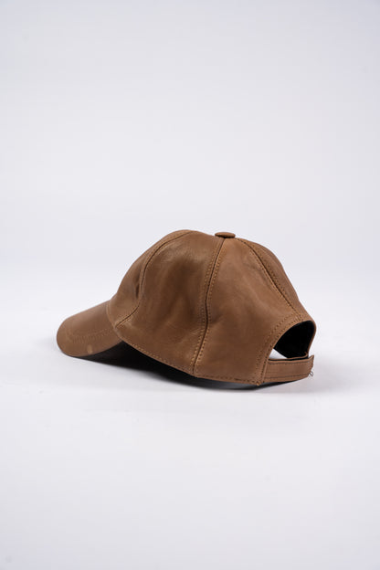 DARK BEIGE LEATHER CAP